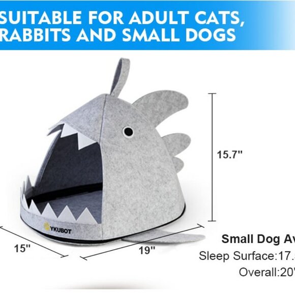 YKUBOT Shark Upgraded Zippered Pet Bed w/Removable Cooling & Warming Mat - Picture 3 of 3